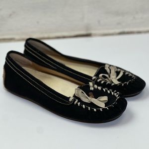 OluKai Black Hoku Moc Slip On Moccasins, 10